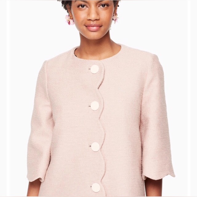 Vintage Kate Spade Pink Scalloped Cotton Tweed Coat Like New Orig. $598